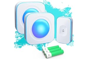 Wireless Doorbells for Home Battery Operated Doorbell at 1200 Feet with Flashing Light 36 Melodies 4 Volume Levels (2 Portable Receivers & 1 Touch Button White）JSIEEM