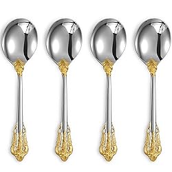 KEAWELL Gorgeous Round Soup Spoon, Set of 4, 18/10