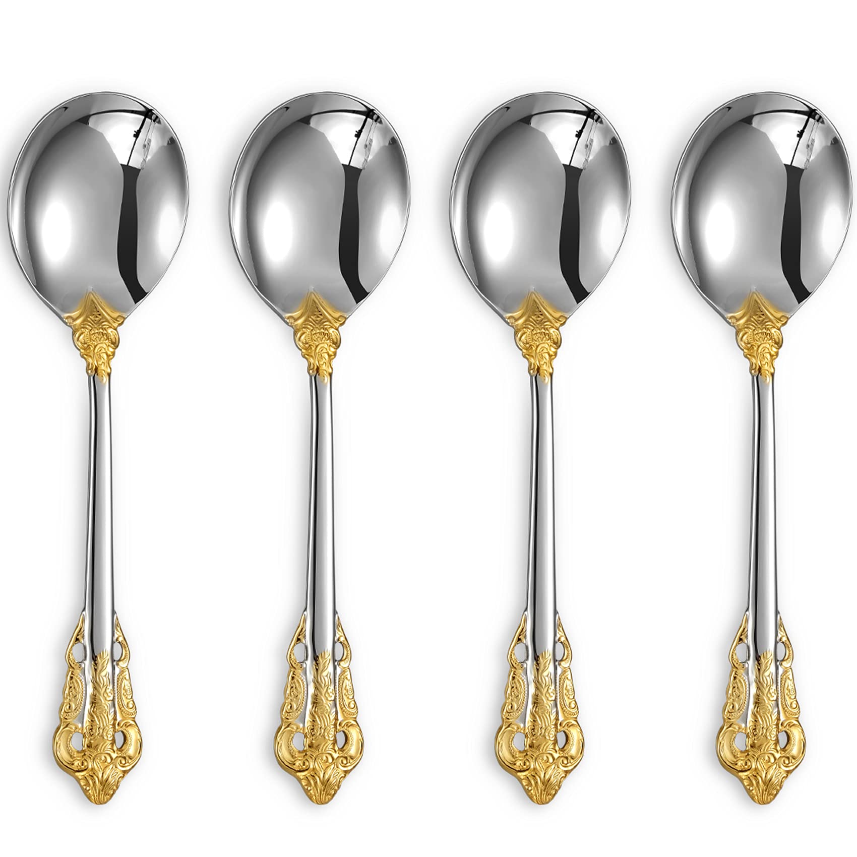 KEAWELL Gorgeous Round Soup Spoon, Set of 4, 18/10