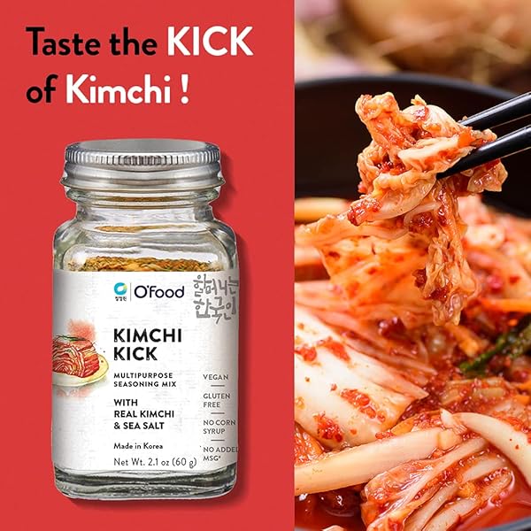 O’FOOD [KIMCHI] KICK KOREAN RED CHILI PEPPER SEASONING MIX | VEGAN, GLUTEN FREE | NO CORN SYRUP, NO ADDED MSG | MULTIPURPOSE KOREAN SPICE BLEND | REAL GOCHUJANG & SEA SALT | 2.1OZ (65G), MADE IN KOREA