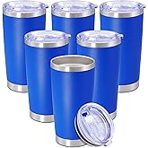 Eyasure 20 oz Tumbler with lid Double Wall Vacuum Insulated Tumblers Stainless Steel Coffee Mug Travel Coffee Tumbler Powder Coated Tumbler Cup Keep Hot&Cold - (Dark Blue 6 Pack)