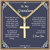 IEFLIFE Cross Necklaces Gifts for Men, Silver/Black/Gold Cross Necklace Box Chain Necklace for Men, Fathers Day Christmas Religious Baptism Christian Gift for Dad Son Boyfriend Husband Step Dad