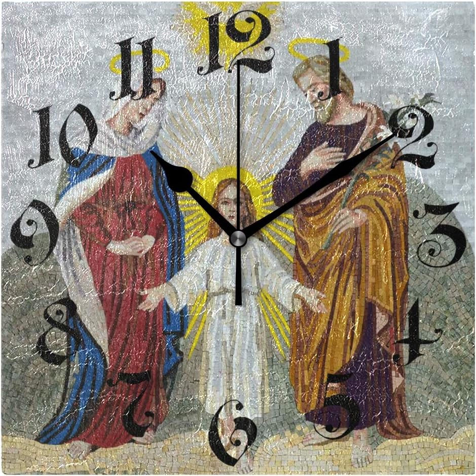 Jesus Christ Son of God Silent Non Ticking Wall Clock,Decorative Square 7.87"x7.87