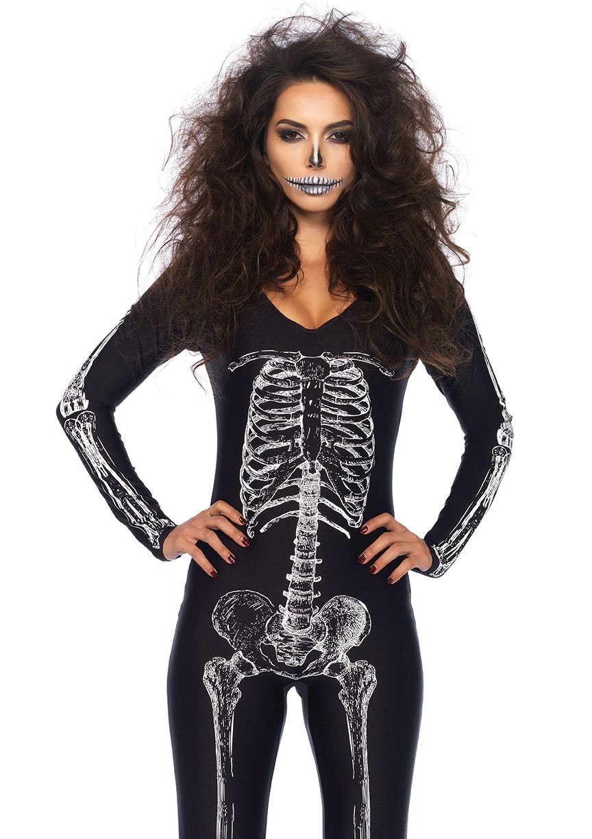 Leg Avenue 85602 - X-Ray Skeleton Catsuit, X-Large (Black, White)