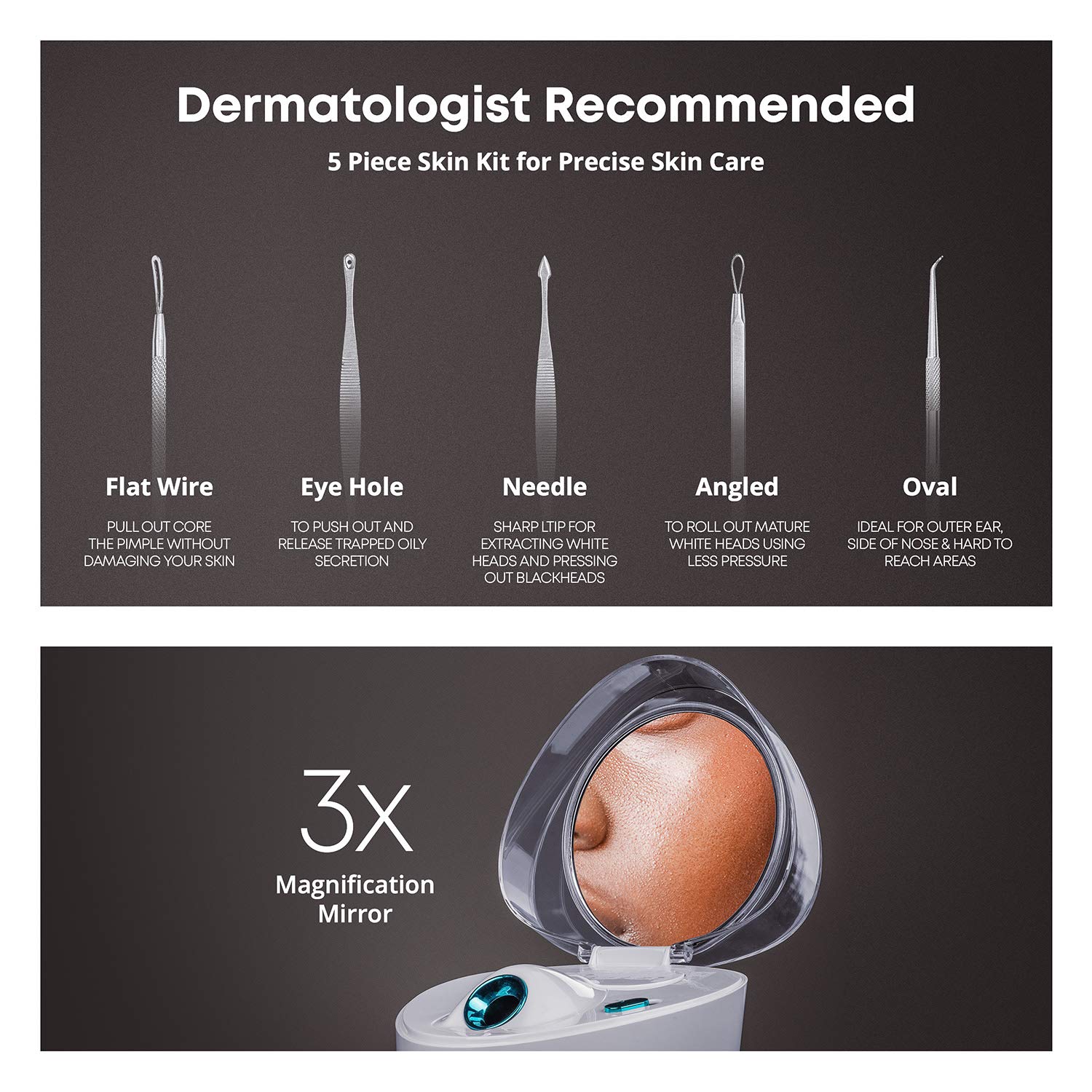 NanoSteamer PRO Professional 4-in-1 Nano Ionic Facial Steamer for Spas - 30 Min Steam Time - Humidifier - Unclogs Pores - Blackheads - Spa Quality - 5 Piece Stainless Steel Skin Kit Included: Beauty