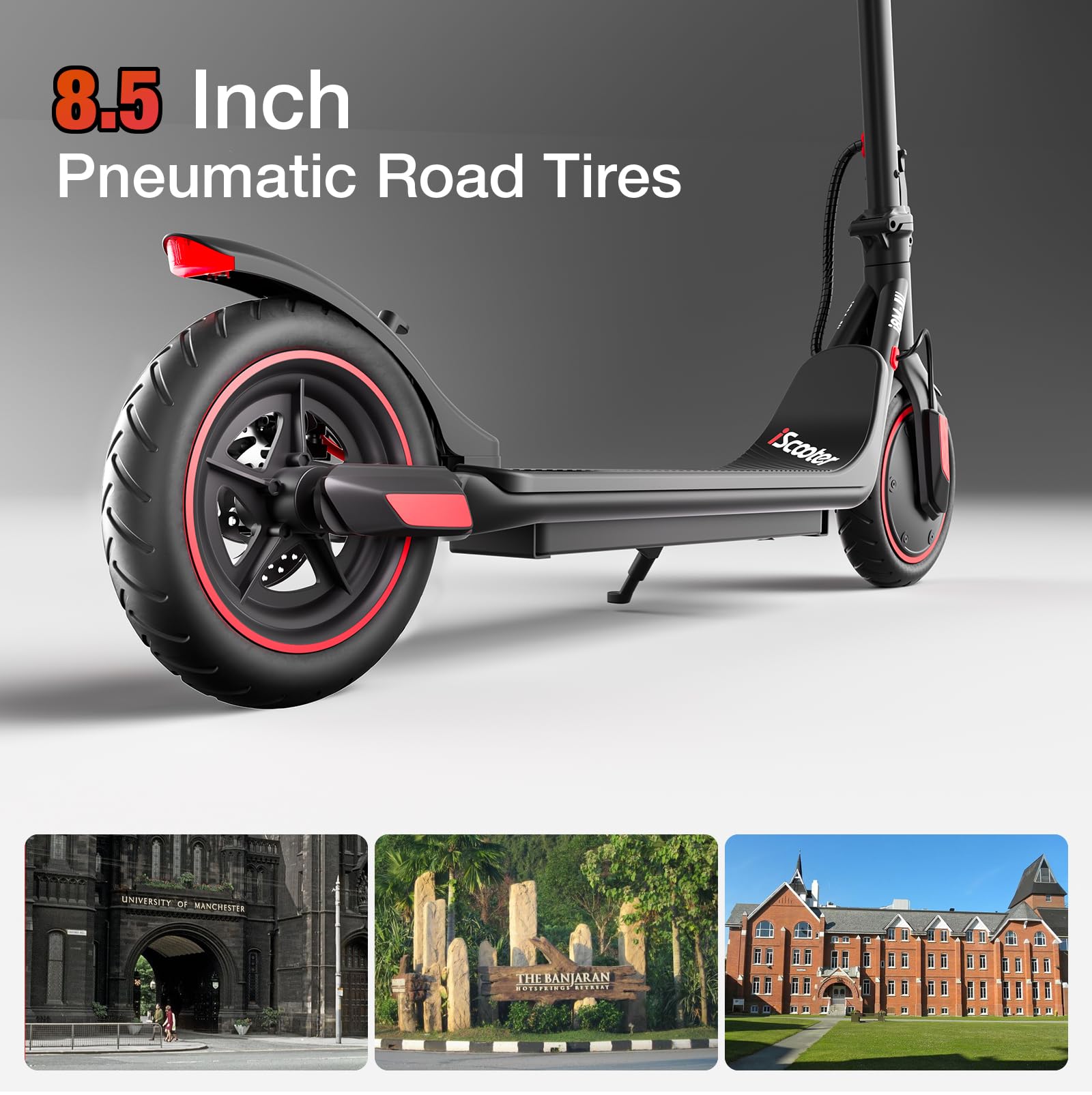 iScooter Electric Scooter for Adults & Teens, 500/650 Peak Power, Up to 15/18/25 Miles Range, 19/22/25 MPH Top Speed, Cruise Control, Dual Braking System, Foldable E-Scooter for Commuting & Campus Use