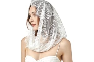 MANJIAMEI Church Chapel Veil Floral Lace Catholic Veil Shawl Scarf for Bridal Women Latin Mass Holy Ceremony Wedding