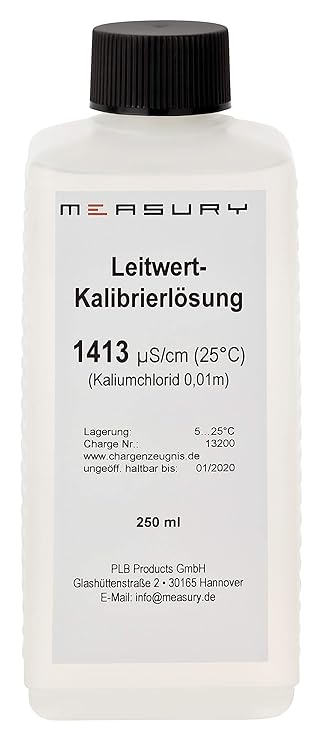 Measury Leitwert EC Kalibrierlösung 1413 µS 250ml Pufferlösung Eichlösung Kalibrierflüssigkeit