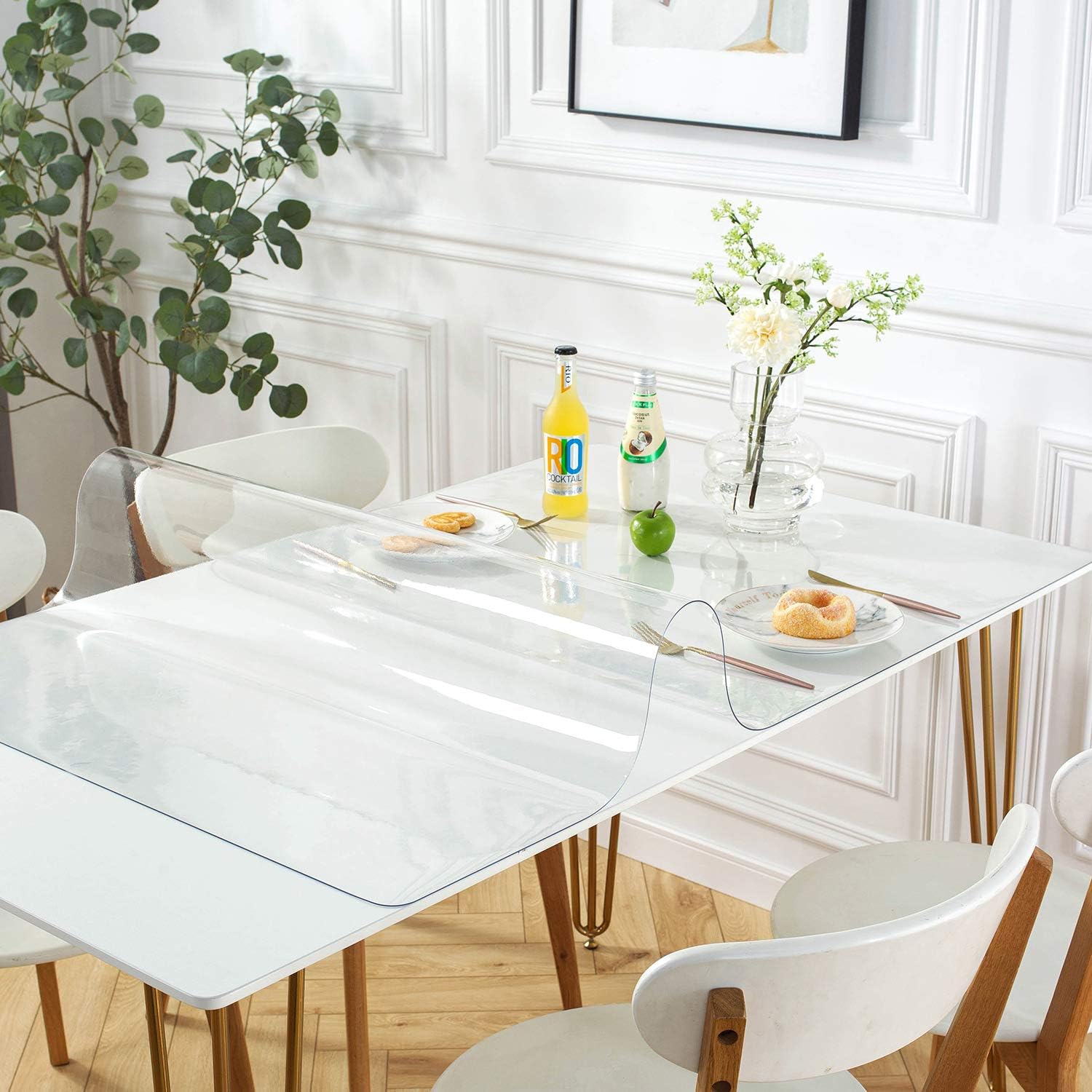 OstepDecor Custom 60 x 24 Inch Clear Table Cover Protector, 1.5mm Thick Desk Cover Plastic Table Protector Clear Table Pad Vinyl Tablecloth Protector, Clear Desk Pad Mat for Coffee Table, Countertop: Home & Kitchen