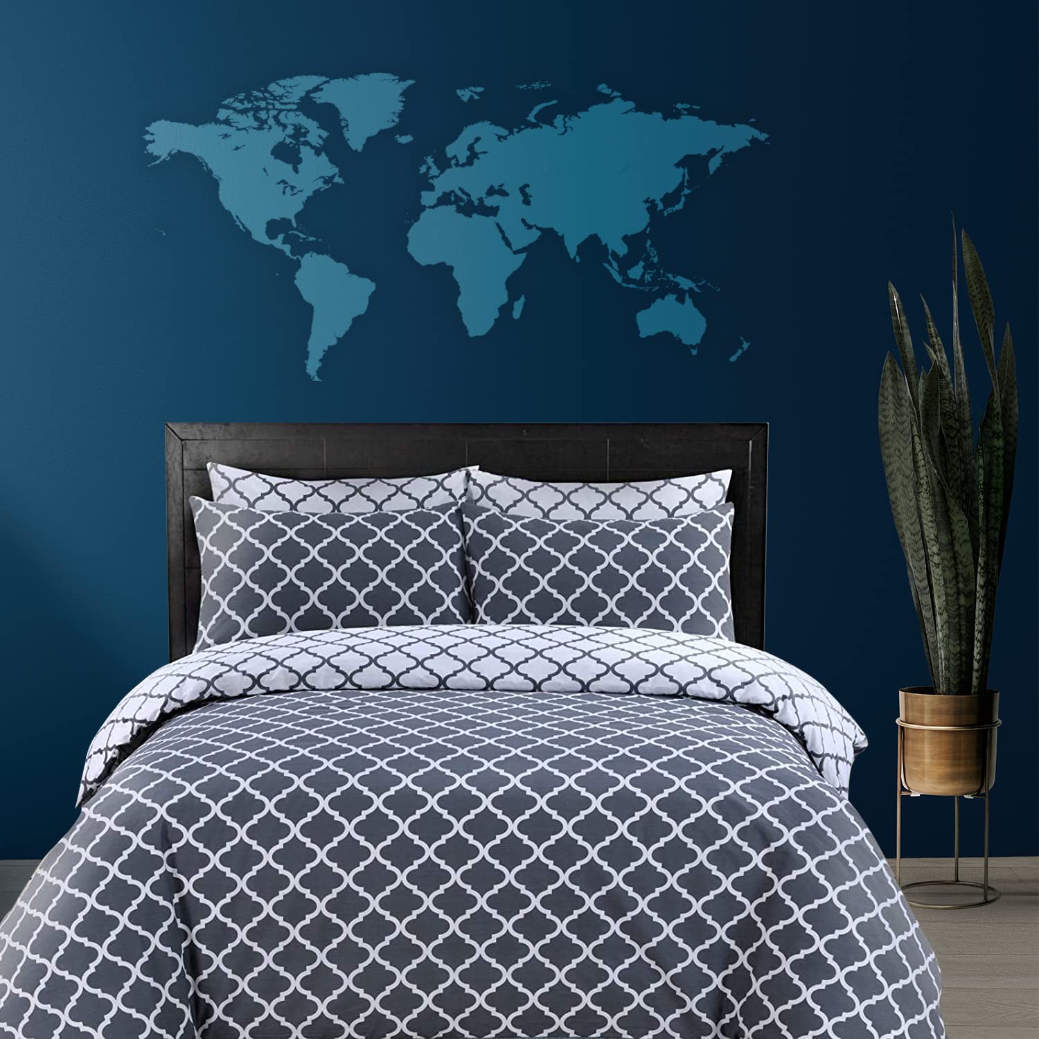 DTEX HOMES 100% Cotton Duvet Cover Set Printed Reversible Duvet Quilt Cover Set,Spades Grey-Double — image 1