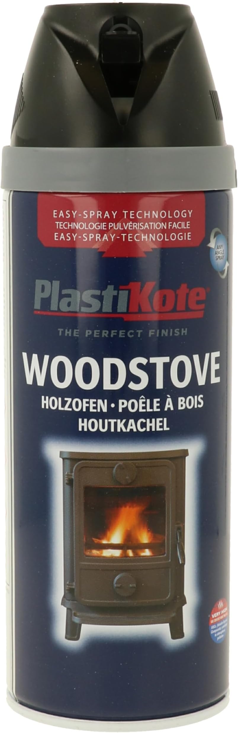 PlastiKote 26030 400ml Black Wood Stove Spray Paint Twist and Spray Satin