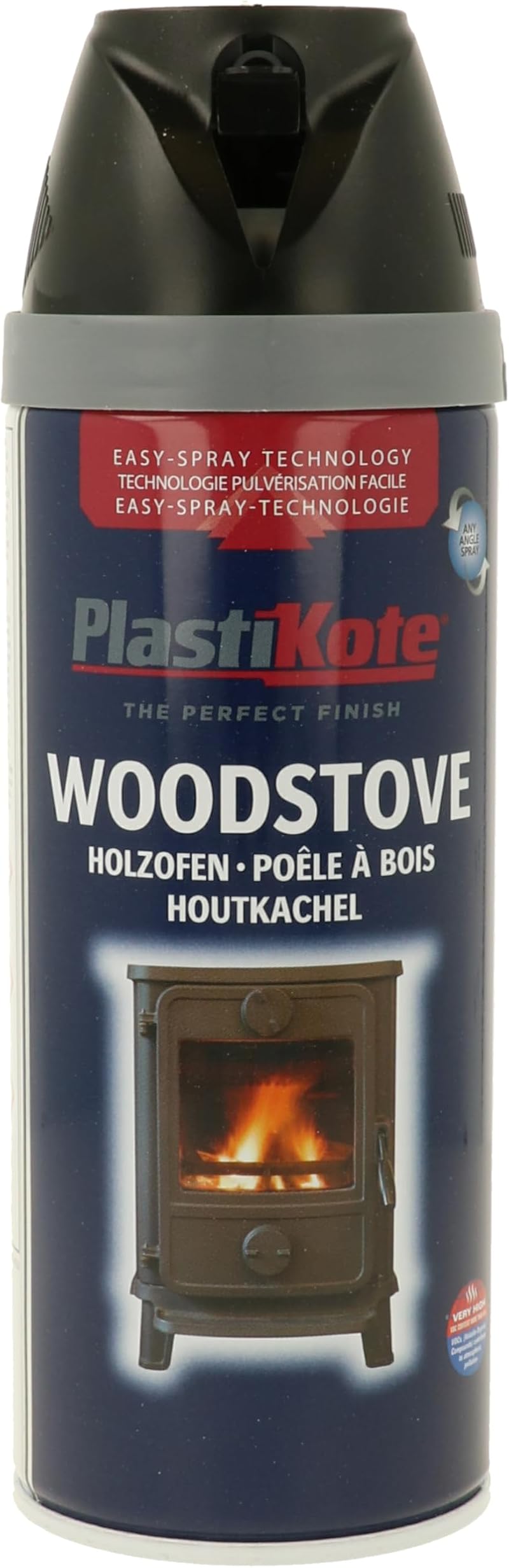 PlastiKote 26030 400ml Black Wood Stove Spray Paint Twist and Spray Satin