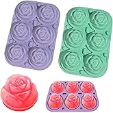 2 Pack Ice Cube Trays, Silicone Rose Flowers Ice Cube Molds for Cocktails Whiskey Bourbon Juice Freezer
