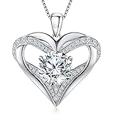 Moissanite Heart Pendant Necklaces for Women, 1-3 Carat Moissanite 925 Sterling Silver Necklace,Engraved 'I LOVE YOU' Gift for Wife Mom ,Ideal Anniversary Birthday Christmas Valentine Engagements Mothers Day Jewelry Gifts for Mom Wife Girlfriend Daughter Her