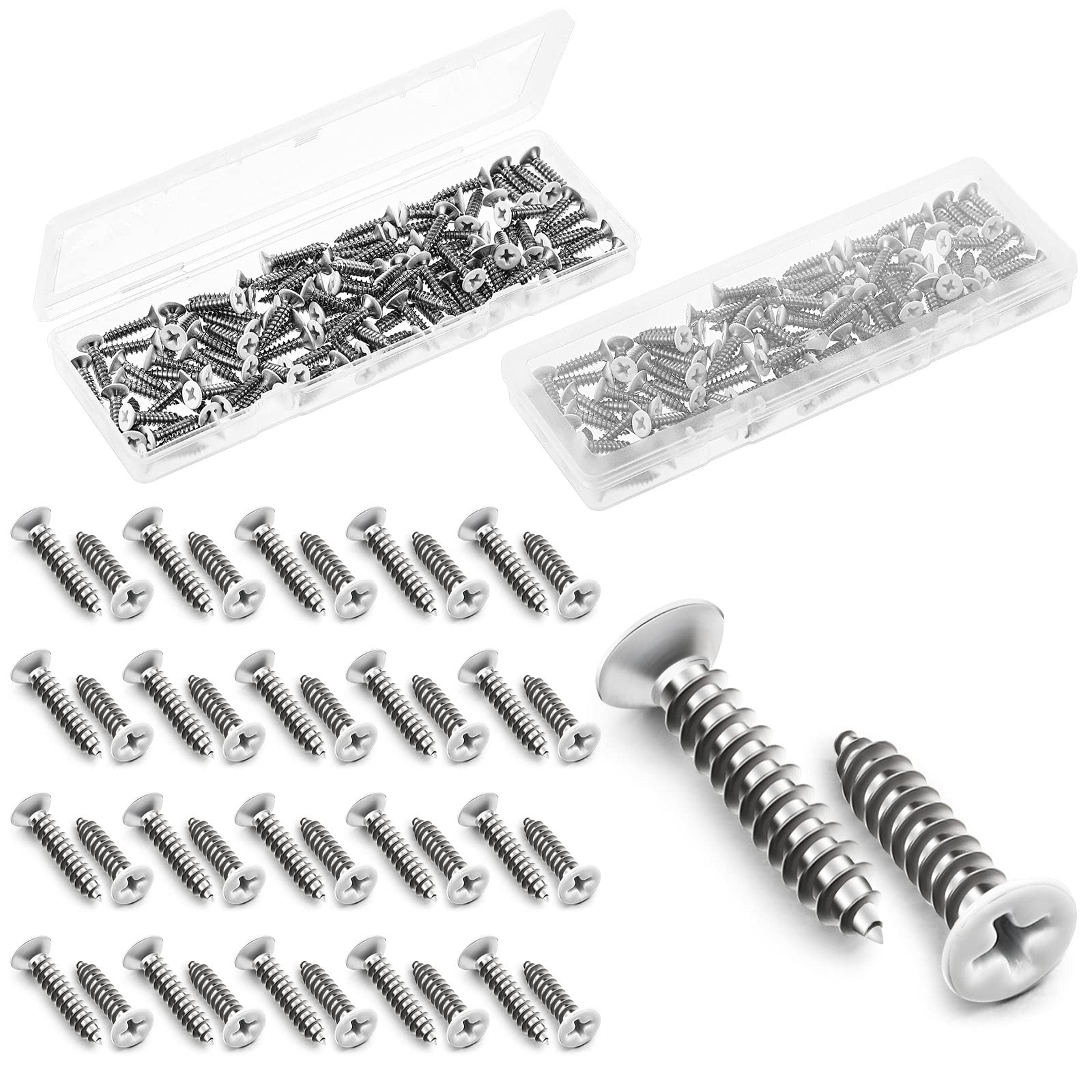 100 Pieces #8 white screws Wall Plate Screws Painted Antique White Coated Stainless Flat Head Self-tapping screw for wall plates Switch Covers Replacement Outlet Light Switch Plate (32 x 3/4 Inch)