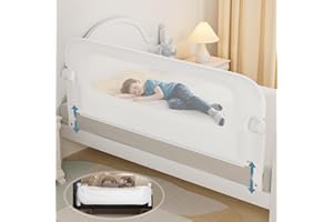 NUTIKAS Baby Bed Rail Guard for Toddlers - 70" Toddler Bed Rails for Twin, Full, Queen, King Bunk Size Bed Swing Down Bedrail Extral Tall Child Safety Side Railing Guards for Kids White
