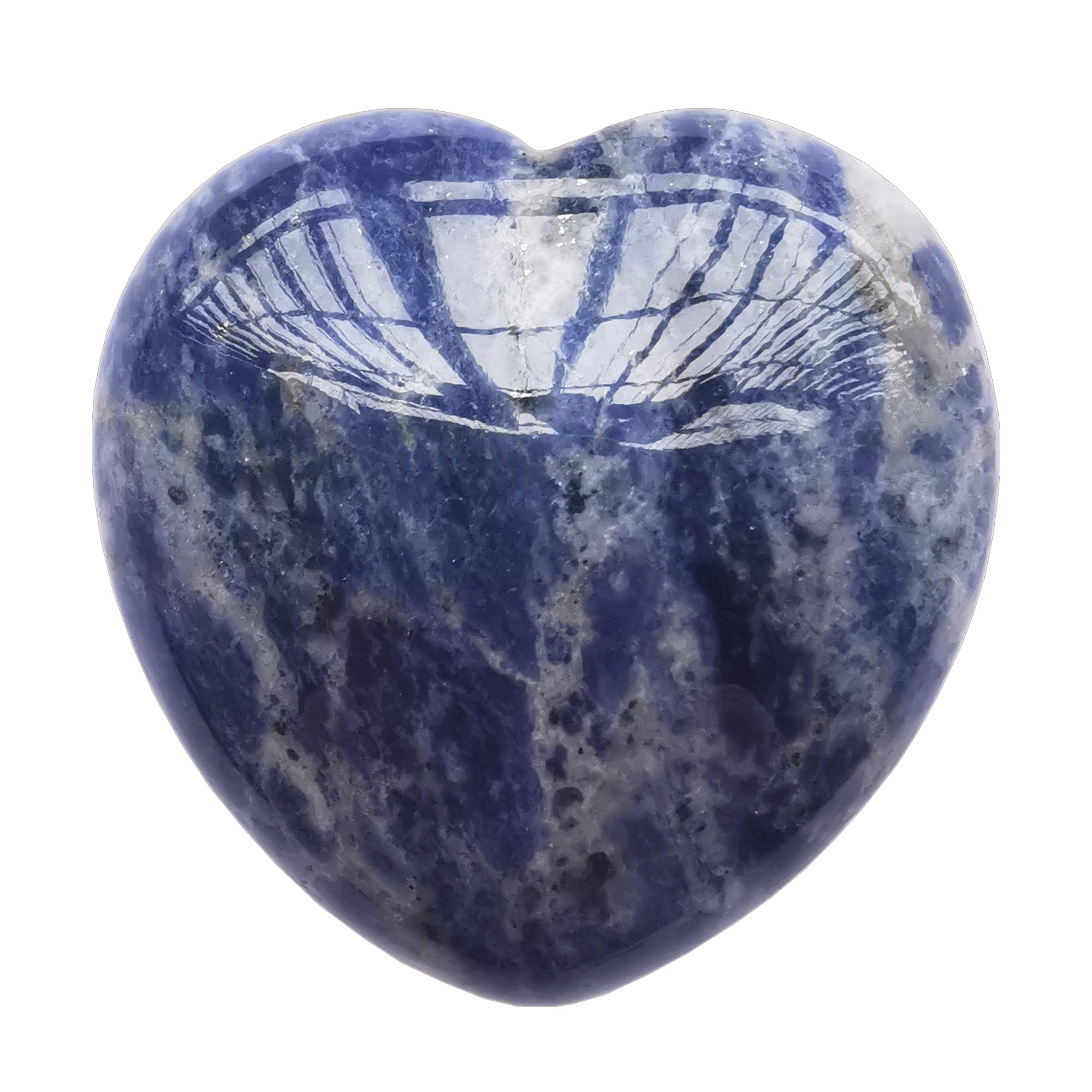 Manekieko Natural Sodalite Palm Worry Carved Heart Love Stone,40mm Crystals and Healing Stones