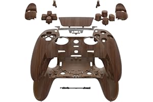 eXtremeRate Full Set Shell with Buttons Touchpad Cover Compatible with p s 5 Edge Controller, Wood Grain Replacement Decorati