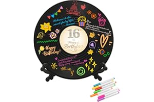LMVIYAN Sweet 16th Birthday Vinyl Record Decorations，Celebration Card 16th Guest Book Alternatives，Sweet 16 Decorations Party Favors Sign Poster，Great Sweet 16 Gifts for Girls Boys (16 Years Old)