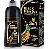 IIIMEIDU MEIDU Black Hair Dye Shampoo 3 in 1 for Women Men | Semi Permanent Hair Color Shampoo for Color Treated for Gray Cov