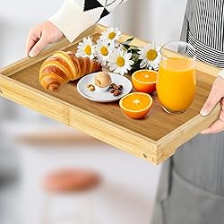 Bamboo Bed Tray Table with Folding Leg, Breakfast