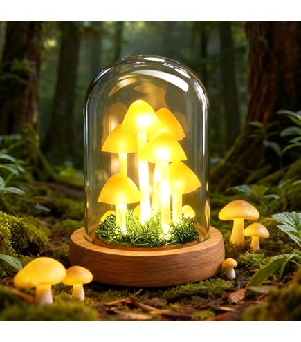Mushroom Crystal Ball Night Light - 3.15 inch Glass Ball Lamp with