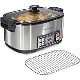 Hamilton Beach 9-in-1 Digital Programmable Slow Cooker with 6 quart Nonstick Crock, Sear, Saute, Steam, Rice Functions, Stain