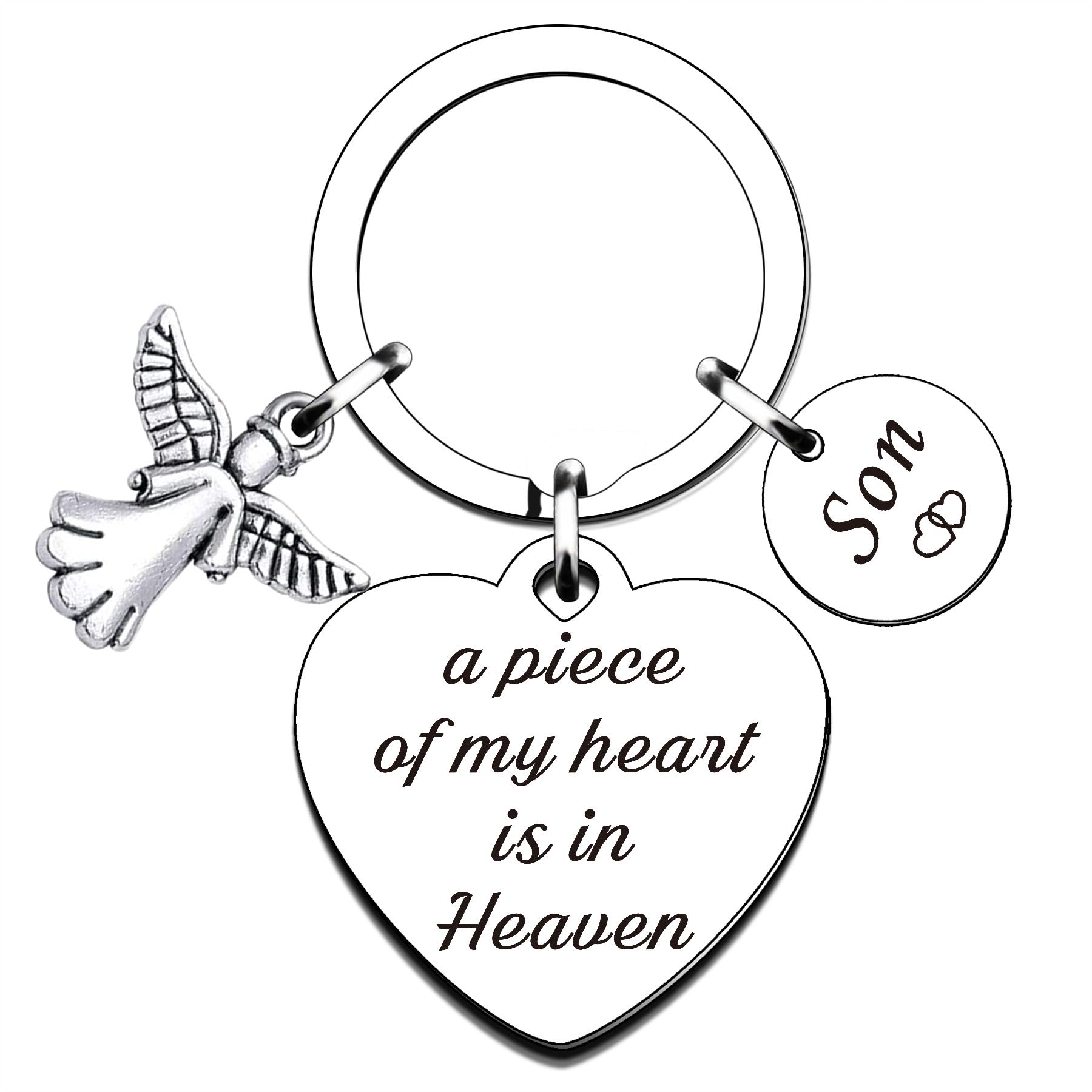QMVMV Loss Memorial Keyring A Piece of My Heart is in Heaven Son Memorial Gift Miscarriage Remembrance Gift Loss of Loved One Sympathy Gift for Infant Loss Memorial Keyring