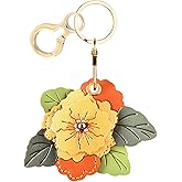 BORKUANA Leather Keychain Holder Case Compatible with AirTag,Cute Protective Cover with Keyring