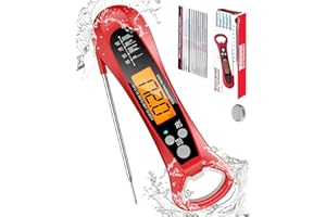 ROUUO Meat Thermometer Digital, Instant Read Meat Thermometer for Grill and Cooking, Waterproof Food Thermometer for Kitchen and Outside, BBQ, Turkey, Candy, Liquids, Beef