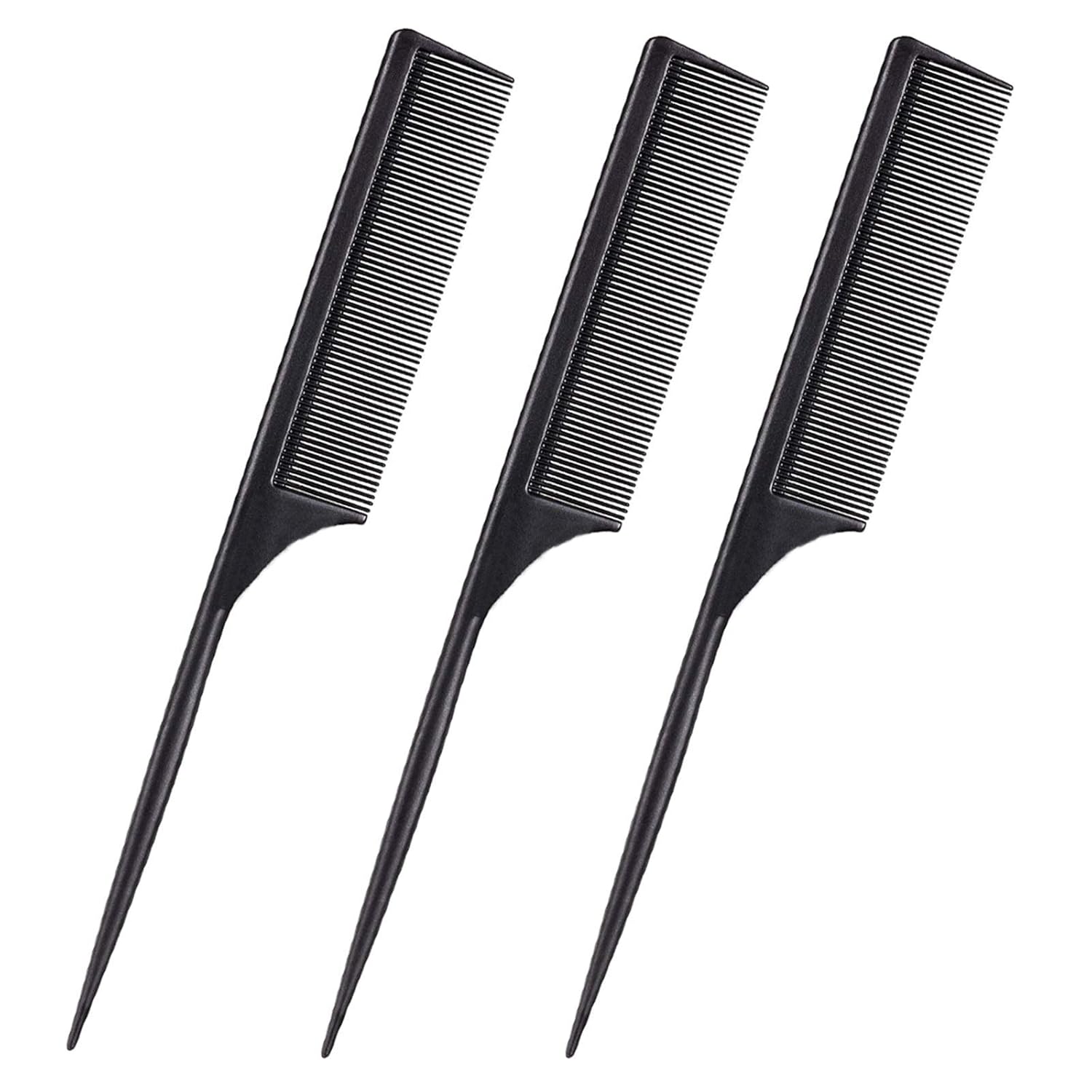 3 Packs Rat Tail Combs Carbon Styling Comb, Fiber Anti Static Heat Resistant Hairdressing Comb, Barber Styling Combs for Women(Black)
