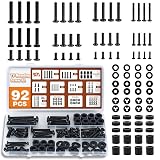 92PCS Universal TV Mounting Hardware Screw Kit Set - M4 M5 M6 M8 Screws, Spacers and Washers for Most TV/Monitor VESA Mount, TV Mount Replacement Screws with Box up to 80", Black