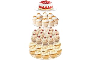 Cupcake Stand, 4 Tier Cupcake Stand for 24 Cupcakes, Round Tiered Cupcake Tower, Clear Acrylic Cupcake Holder, Dessert Stands