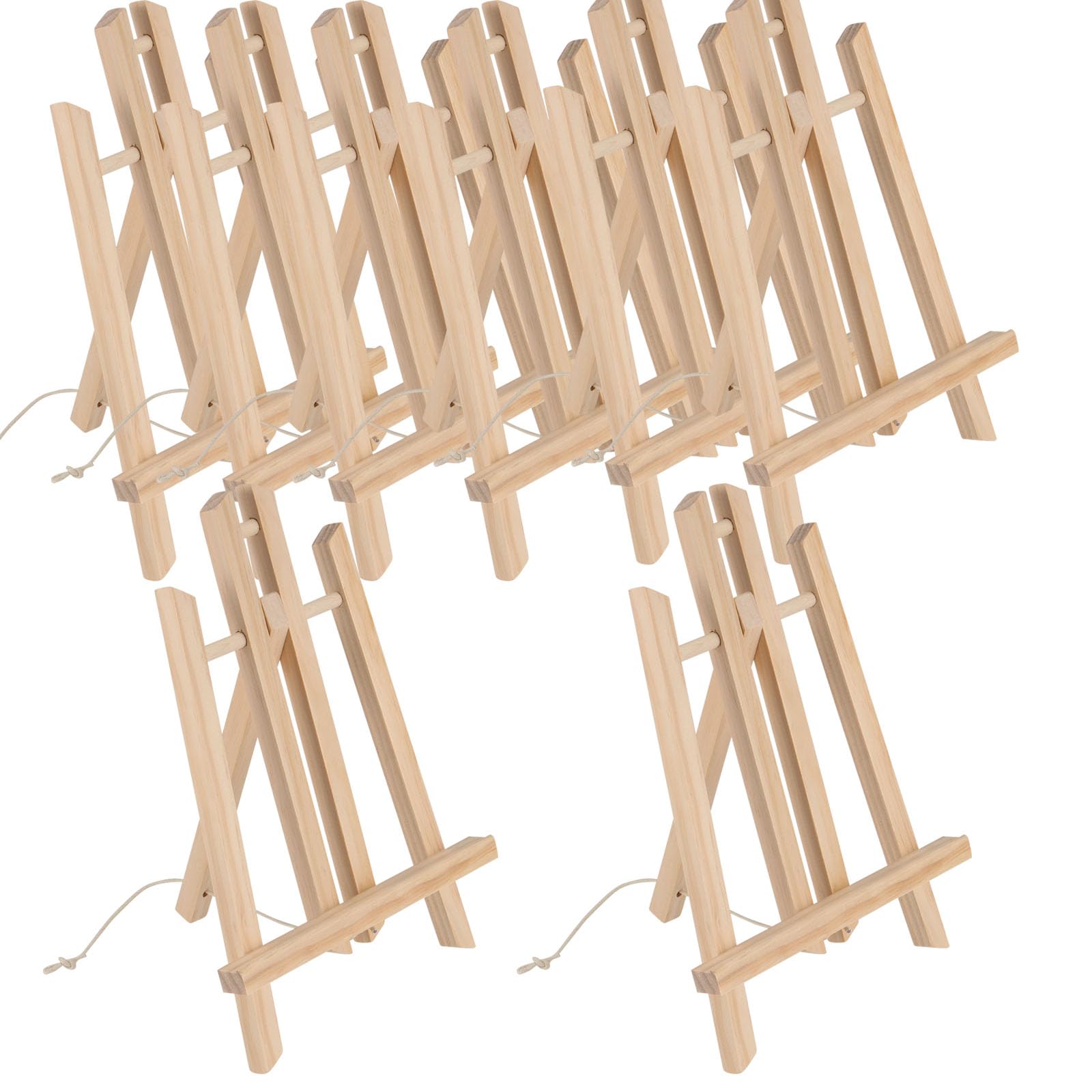 HAKZEON 8 Pack 30 x 15 CM Wooden Tabletop Easel, Mini Easel with Movable Bar, Adjustable Wood Easel Stand for Paintings, Drawings, Framed Photos, Signs