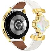 MOINSPIRE Designer Slim Leather Bands for Women 20mm Magnetic Lucky Clover Watch Strap Compatible with Samsung Galaxy Watch 7/6/5/4/Active 2/4 6 Classic/5 Pro/FE 40mm 42mm 43mm 44mm 45mm 46mm 47mm