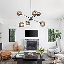 BOKT 6 Lights Modern Glass Globe Sputnik Chandelier