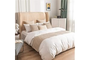 QFWMCW Bed Runner Home Bedding Scarf Protection Modern Solid Color Pleated Texture Bed Spread Bed Decor Scarf for Queen King Size, Beige, 45X240cm for 200cm bed