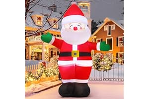 GOOSH 5 FT Christmas Inflatables Santa Claus Outdoor Decorations Blow Up Yard Standing Santa with Built-in LEDs for Holiday Party Xmas Yard Garden Lawn Decor