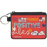 Buckle-Down Peanuts Wallet, Coin Purse, Peanuts Gang Semi Positive Vibes Poses Red Blues White, Canvas