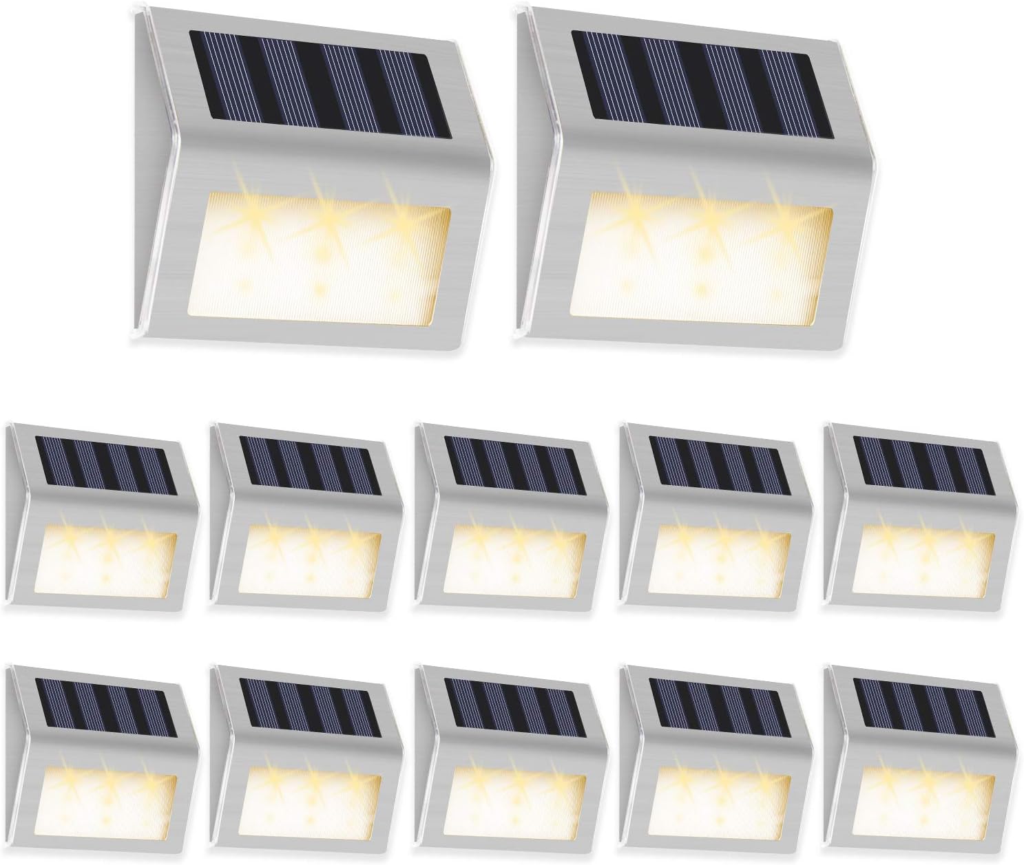 Otdair Solar Deck Lights, 3 LED Warm Light Solar Step