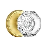 CLCTK Gold Door Knob with Lock, Octagon Crystal