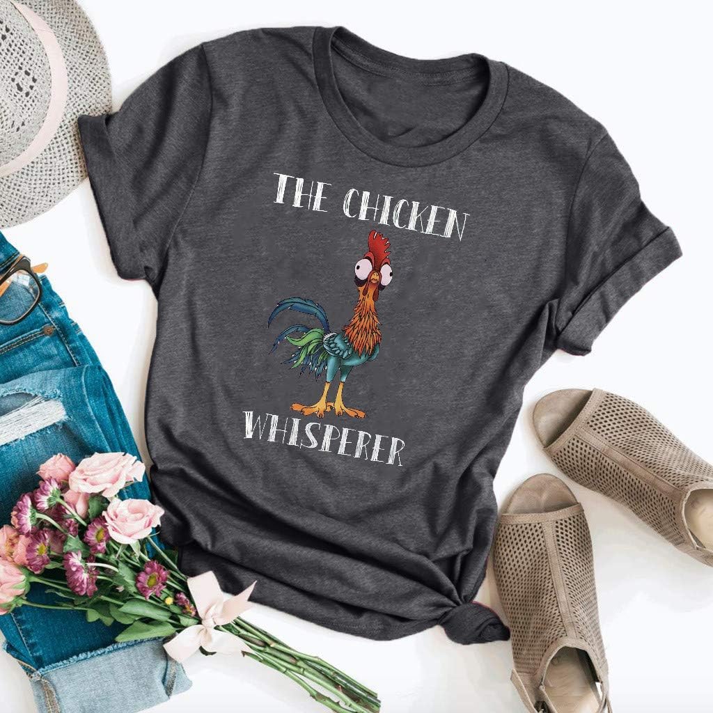 Funny Printed TShirt Casual Tops Blouses with Short Sleeve ONeck for