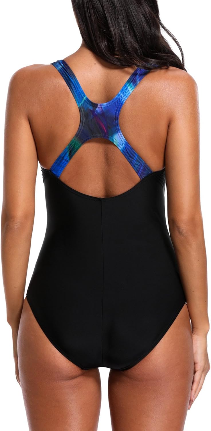 beautyin Women's Pro One Piece Athletic Bathing Suit Color Block Swimsuit: Clothing