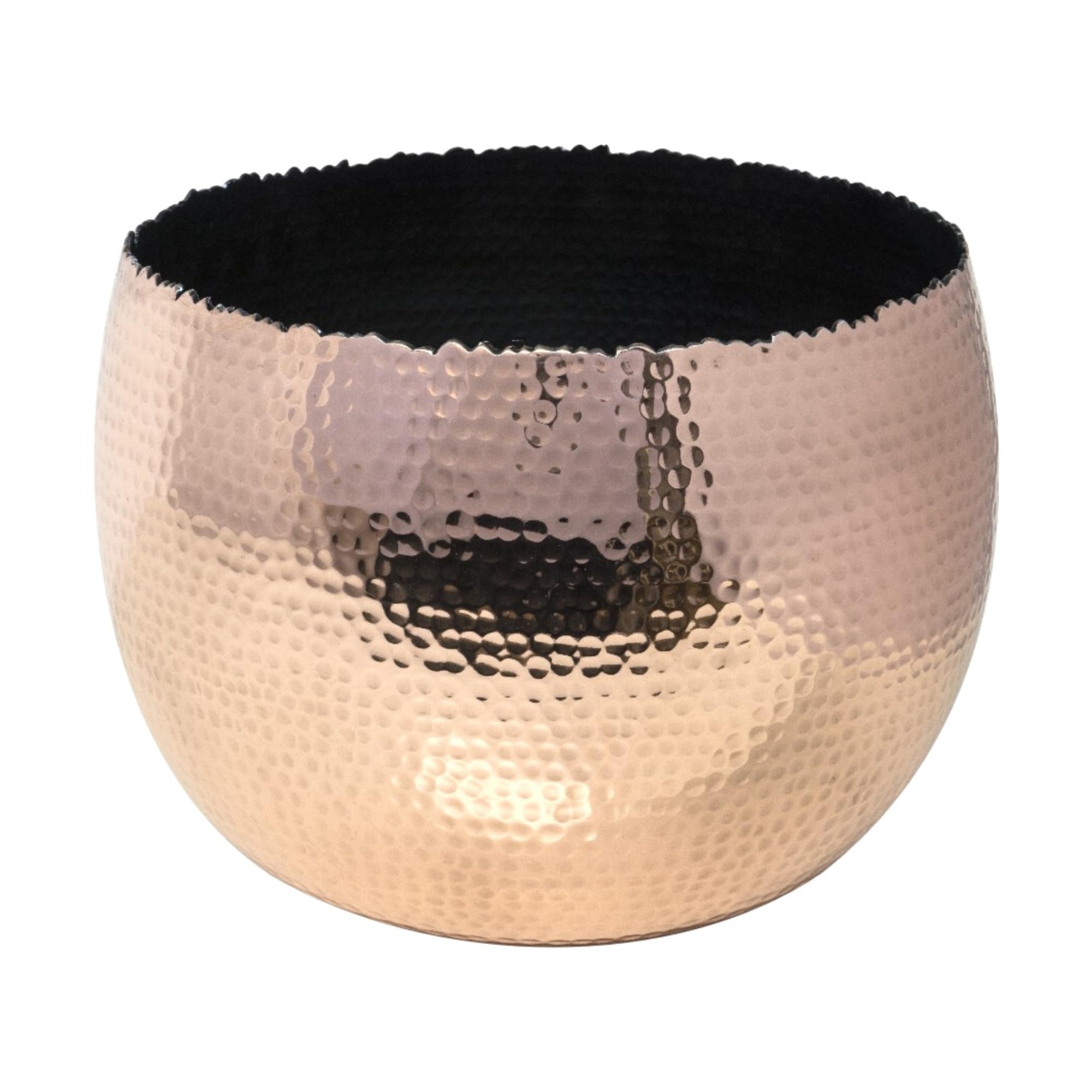 Ivyline Round Hammered Planter Bowl in Copper / Black - UV Stable & Waterproof Premium Quality Indoor Iron Decorative Flower Plant Pot - H21cm x D30cm — image 1