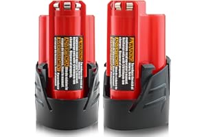 EAGGLEW 2Pack 3.0Ah Replacement for Milwaukee 12v Battery Lithium Compatible with Milwaukee 12 Volt 48-11-2411 48-11-2420 48-11-2401 48-11-2402 48-11-2401 Compatible with Milwaukee 12v Cordless Tools (Red)