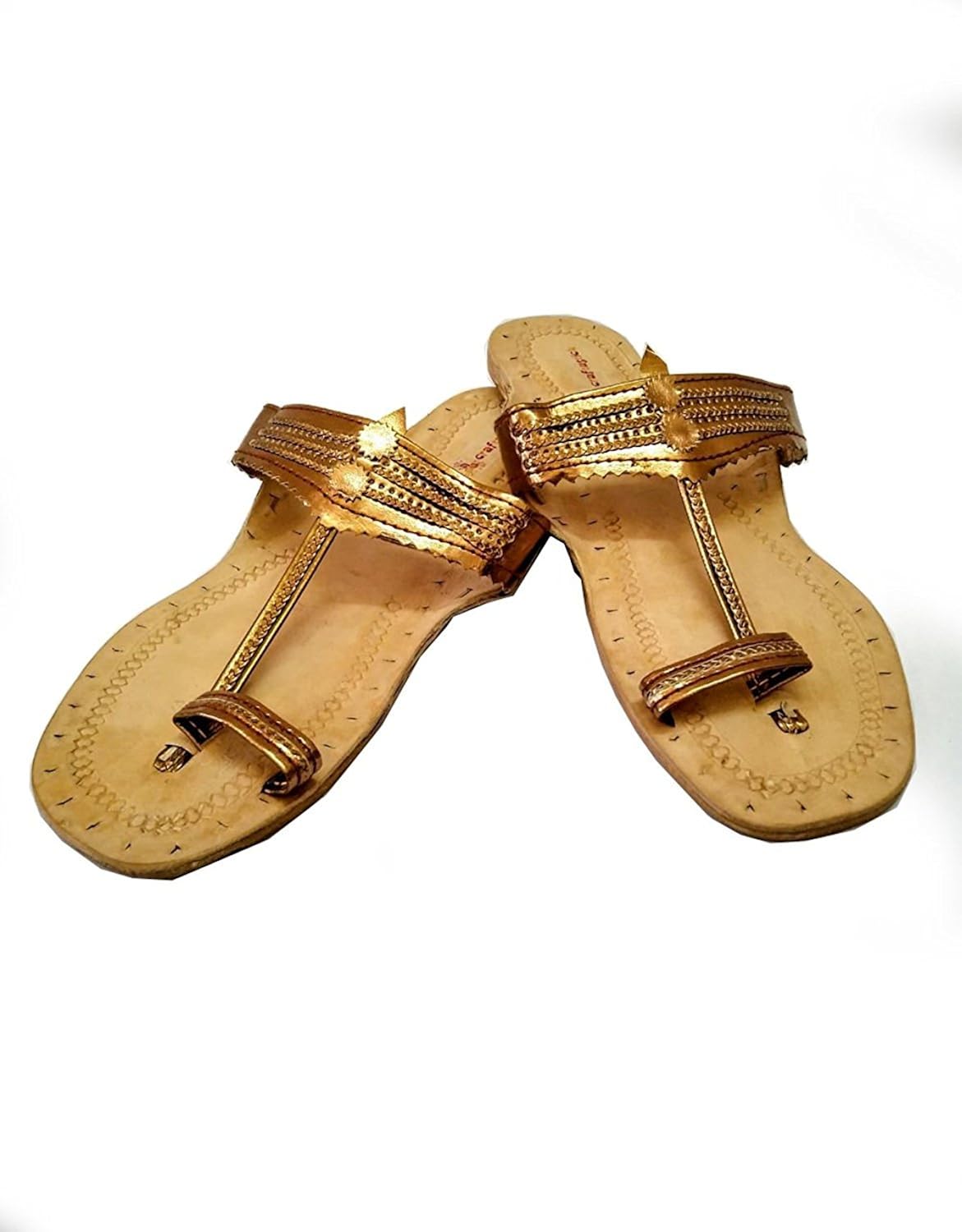 craftastick women's handmade original kolhapuri genuine leather copper colour rangoli chappal