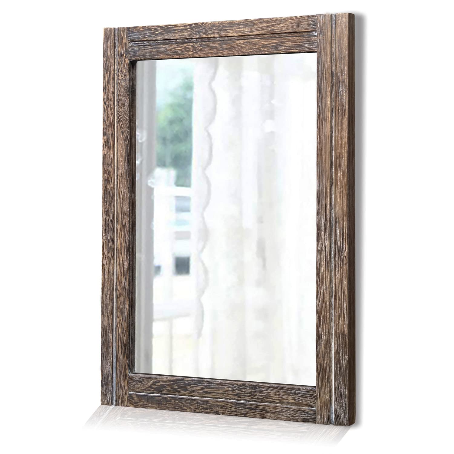 AAZZKANG Mirror with Wood Framed Rectangle Rustic Wall Mirror Decor for Bedroom Bathroom Living Room Entryway