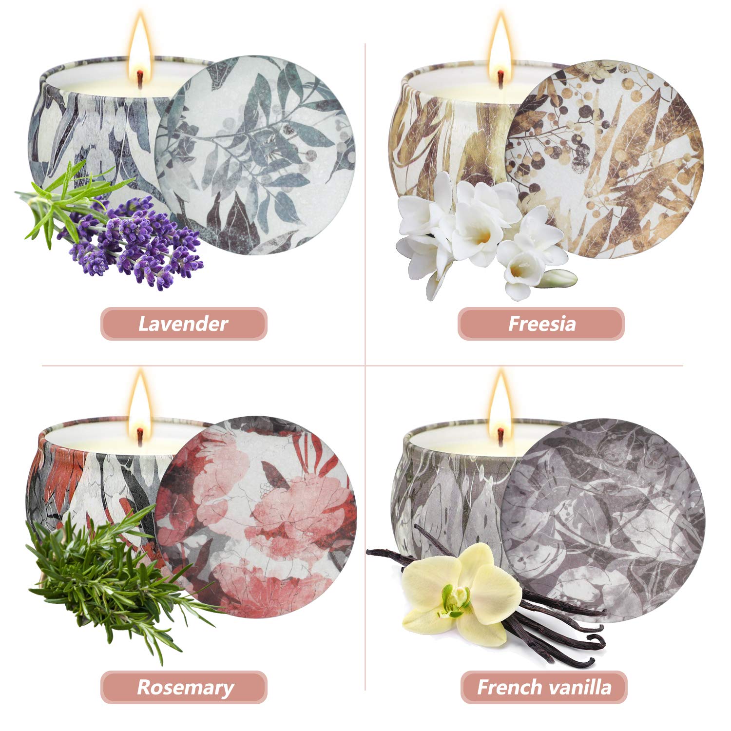 YINUO MIRROR Scented Candles Gift Set, Soy Wax 4.4 Oz Portable Travel