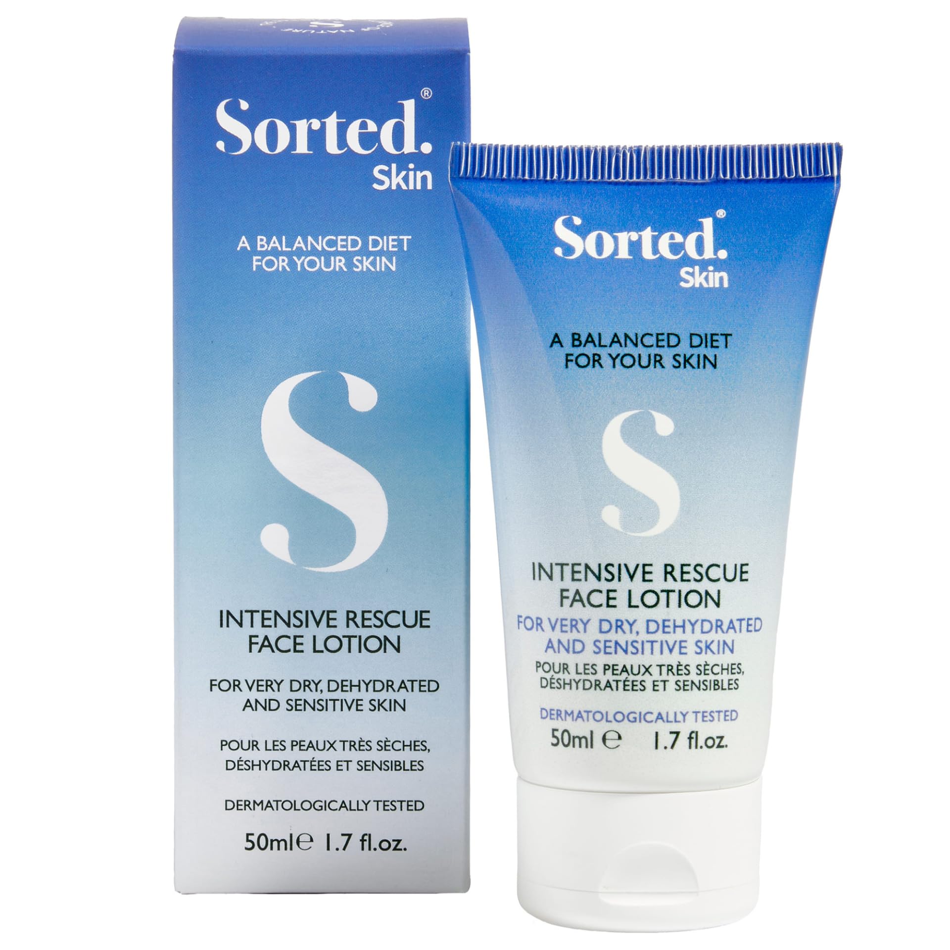 Sorted Skin Intensive Rescue Face Lotion for Dry, Itchy and Sensitive Skin, Non-Greasy, Face Cream, Suitable for all Skin Conditions 1 x 50ml