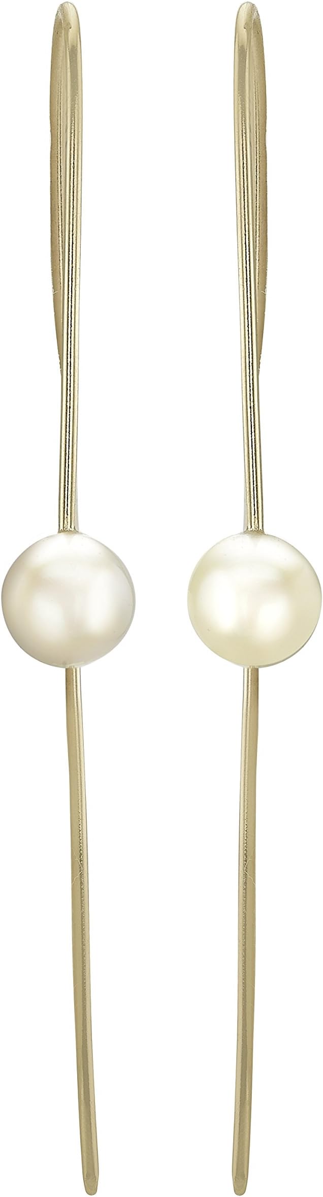 Zoe Chicco Women's 14ct Yellow Gold Round White Freshwater Pearls Wire Earrings